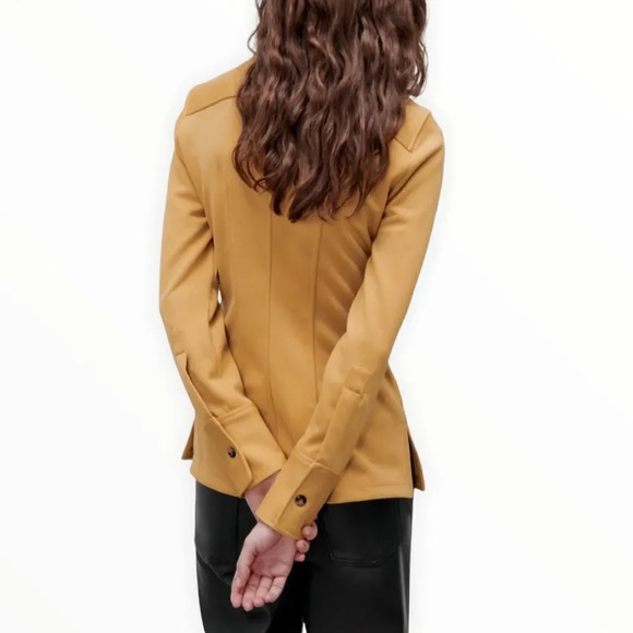 ZARA | Mustard | FITTED KNIT SHIRT - Picture 7 of 11